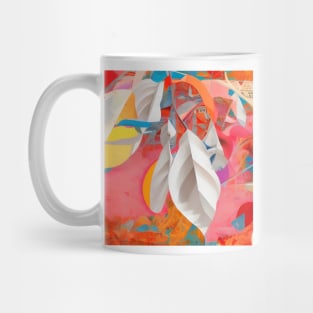 White Leaf Abstract Collage Mug